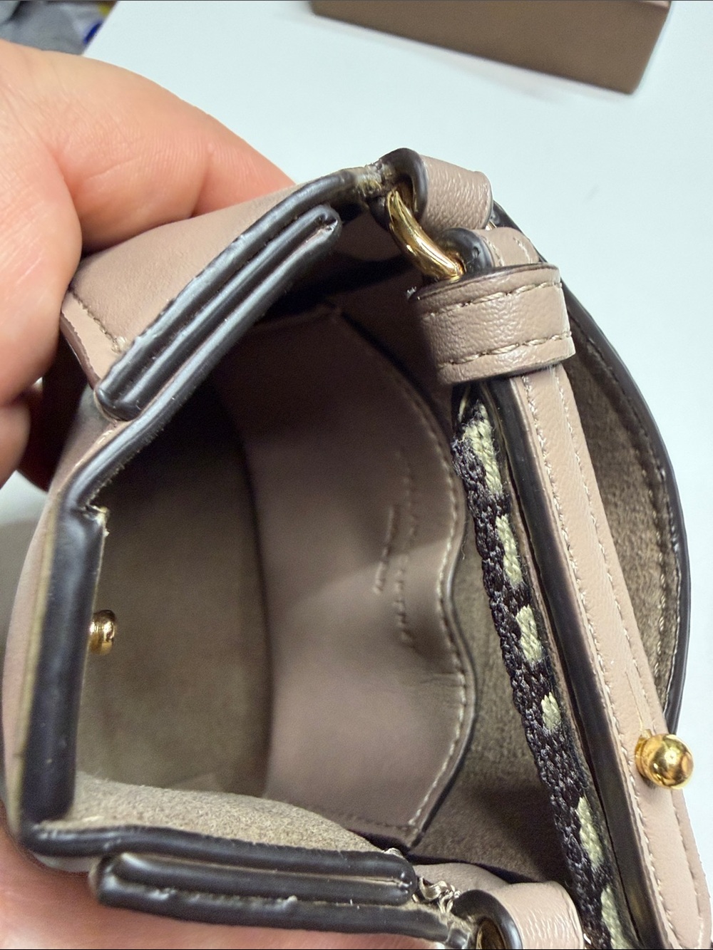 Stella McCartney Taupe Mini Crossbody with Logo Webbing Strap - Picture 7 of 8
